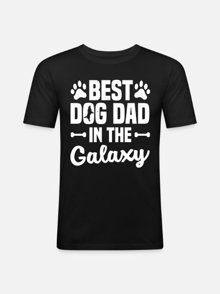 Bester Hundepapa der Galaxis - schwarz - Männer Slim Fit T-Shirt - Schwarz