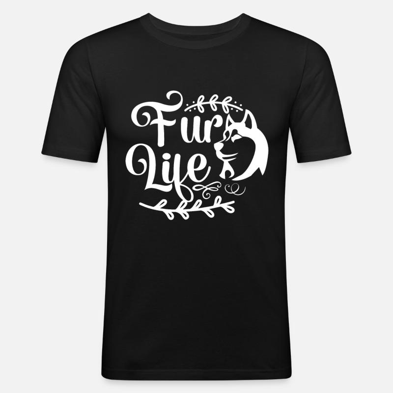 Leben mit Fell - Männer Slim Fit T-Shirt - Schwarz