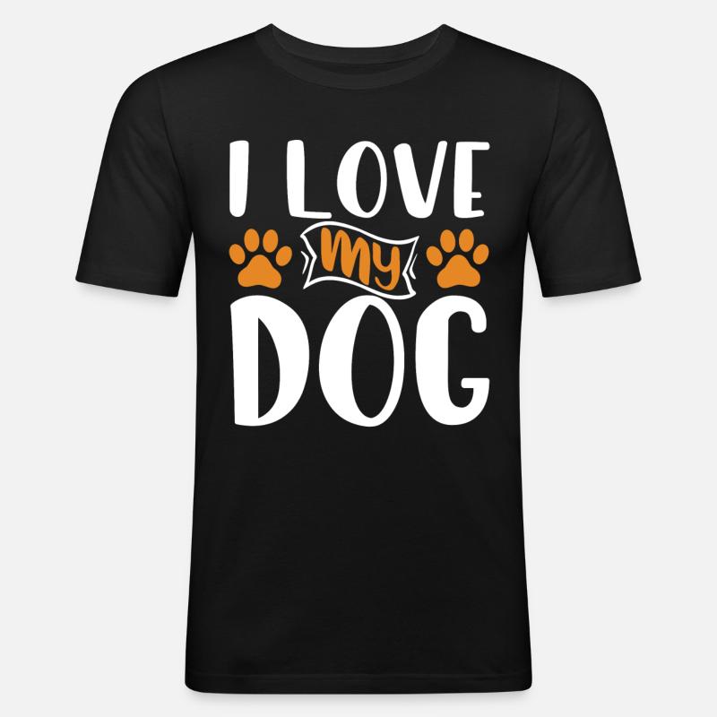J’aime mon chien - Paws - T-shirt près du corps Homme - noir