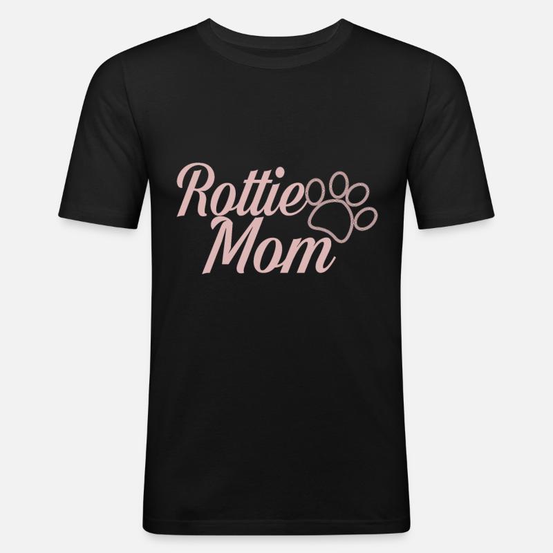 Rottie-Mama - Männer Slim Fit T-Shirt - Schwarz