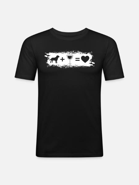 Grunge Rectangle - Coeur - Vin - Chien - - T-shirt près du corps Homme - noir