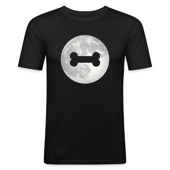 Vollmond - Hundeknochen - - Männer Slim Fit T-Shirt - Schwarz - Vorne - Nik (191cm)