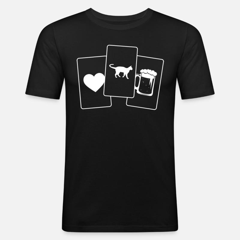 Herz - Bier - Katze - Herz - Männer Slim Fit T-Shirt - Schwarz