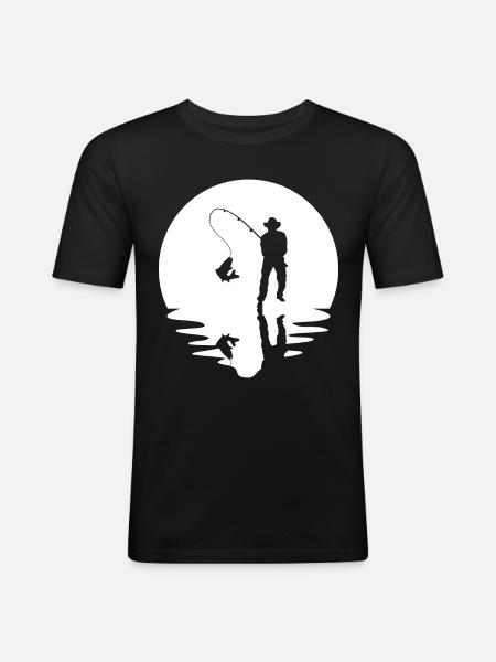 Cercle et réflexion - Pêche - - T-shirt près du corps Homme - noir