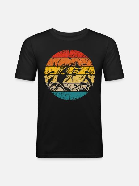 Retro fishing - Men's Slim Fit T-Shirt - black