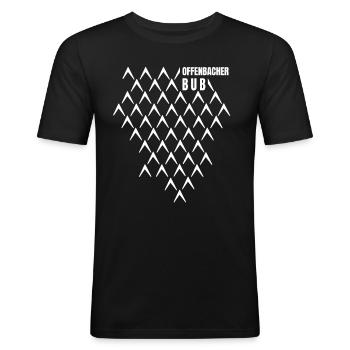Offenbach Bub Hessen Dialekt Bembel Äppler - Männer Slim Fit T-Shirt - Schwarz - Vorne - Nik (191cm)