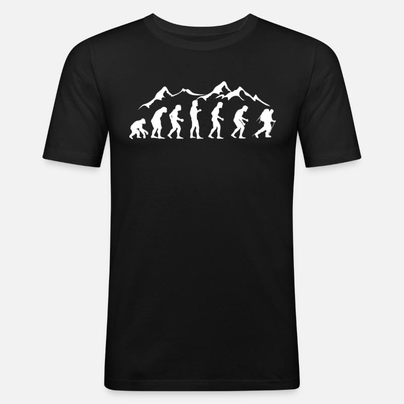Human evolution mountaineering - Men's Slim Fit T-Shirt - black