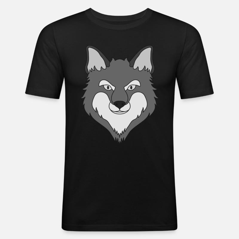 Fuchs Waldtier Design mit Tierkopf - Männer Slim Fit T-Shirt - Schwarz