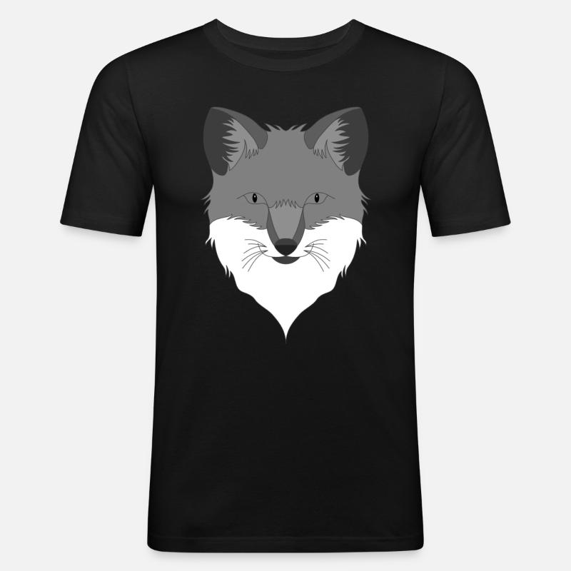 Fuchs Waldtier Design mit Tierkopf - Männer Slim Fit T-Shirt - Schwarz
