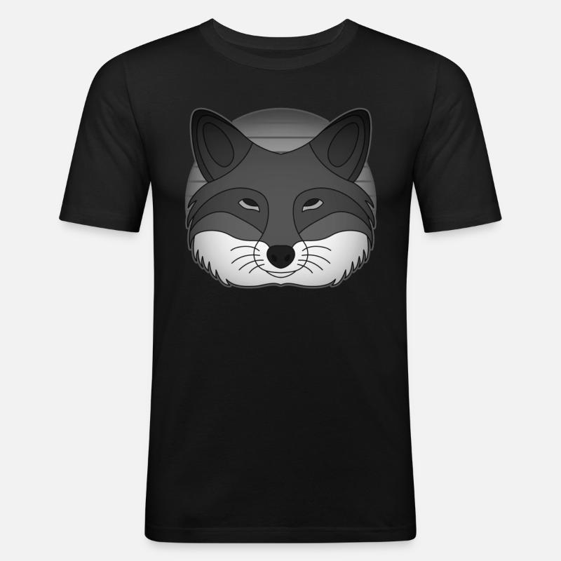 Fuchs Waldtier Design mit Tierkopf - Männer Slim Fit T-Shirt - Schwarz