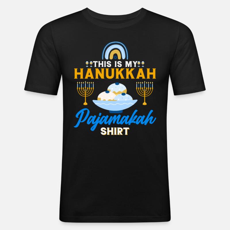 Hanoukka Hanoukka Dreidel Latkes Hanoukka - T-shirt près du corps Homme - noir