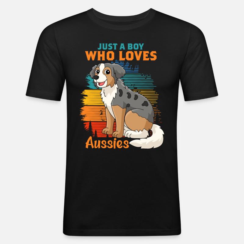 Australischer Schäferhund - Männer Slim Fit T-Shirt - Schwarz