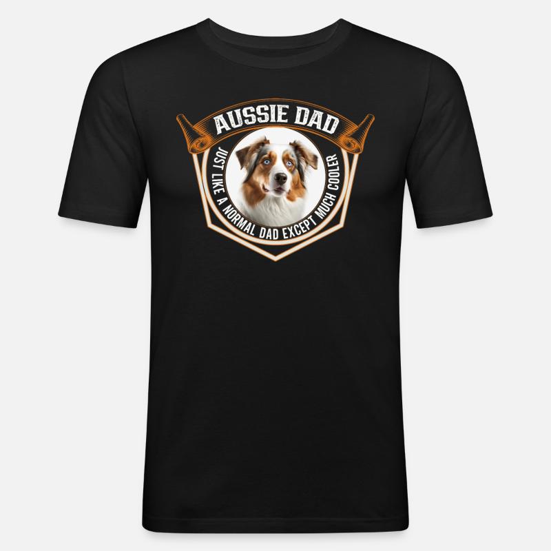 Australischer Schäferhund, Aussie-Mutter - Männer Slim Fit T-Shirt - Schwarz