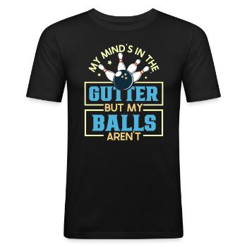 Bowling Kegeln Bowler Kegelverein - Männer Slim Fit T-Shirt - Schwarz - Vorne - Nik (191cm)