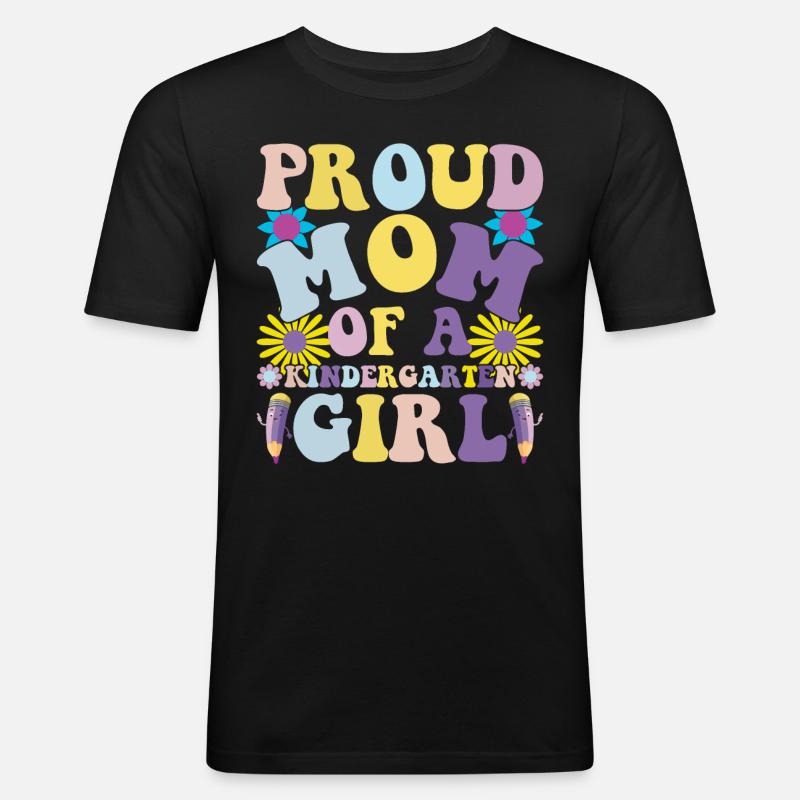 Stolze Mutter eines Kindergartenmädchens! Tochter - Männer Slim Fit T-Shirt - Schwarz