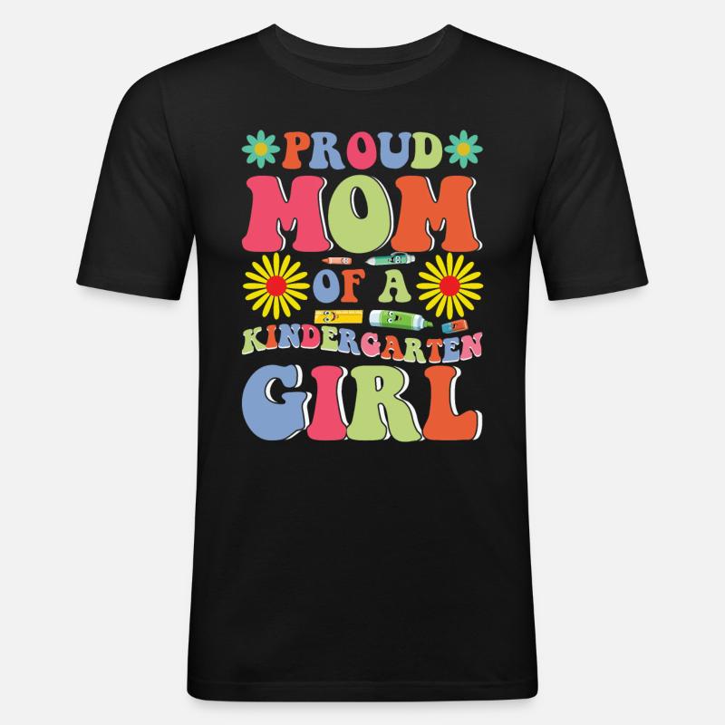 Stolze Mutter eines Kindergartenmädchens! Tochter - Männer Slim Fit T-Shirt - Schwarz