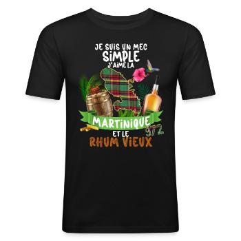 Homme Mec Simple Rhum Vieux Et Martinique 972 - T-shirt près du corps Homme - noir - Devant - Nik (191cm)