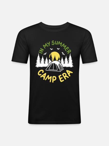 Camping Sommerlager Camper - Männer Slim Fit T-Shirt - Schwarz