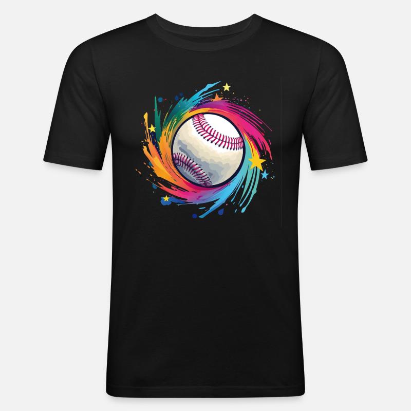 Baseball - Männer Slim Fit T-Shirt - Schwarz