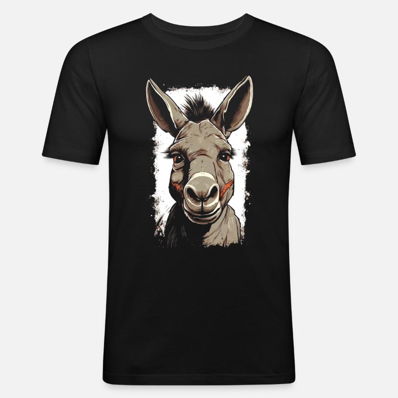 Esel Eselchen Maultier Muli - Männer Slim Fit T-Shirt - Schwarz
