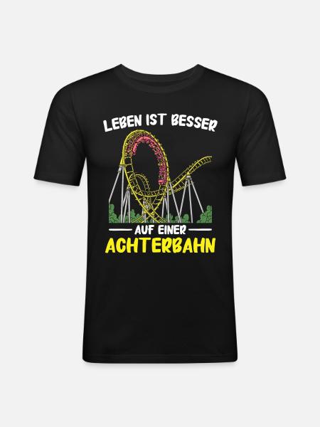 Achterbahn Freizeitpark Roller Coaster - Männer Slim Fit T-Shirt - Schwarz