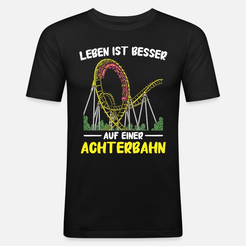 Achterbahn Freizeitpark Roller Coaster - Männer Slim Fit T-Shirt - Schwarz