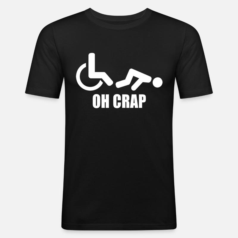 Rollstuhl Rollstuhlfahrer Behinderung Humor - Männer Slim Fit T-Shirt - Schwarz
