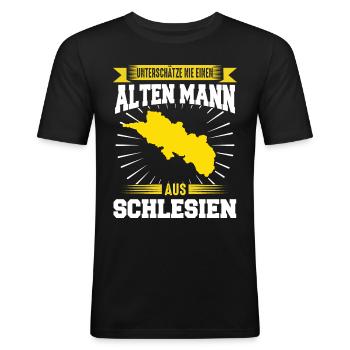 Niederschlesien Oberschlesien Schlesier Polen - Männer Slim Fit T-Shirt - Schwarz - Vorne - Nik (191cm)