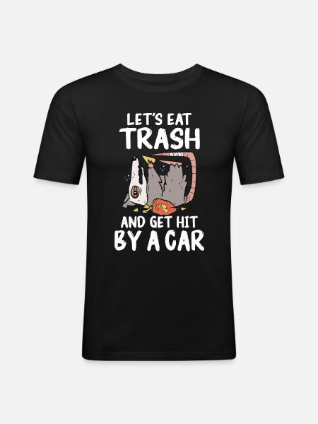 Opossum Possum Tier - Männer Slim Fit T-Shirt - Schwarz