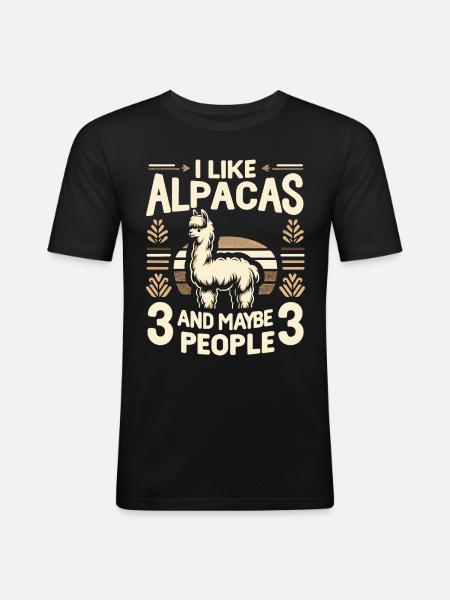 Lama d’alpaga - T-shirt près du corps Homme - noir