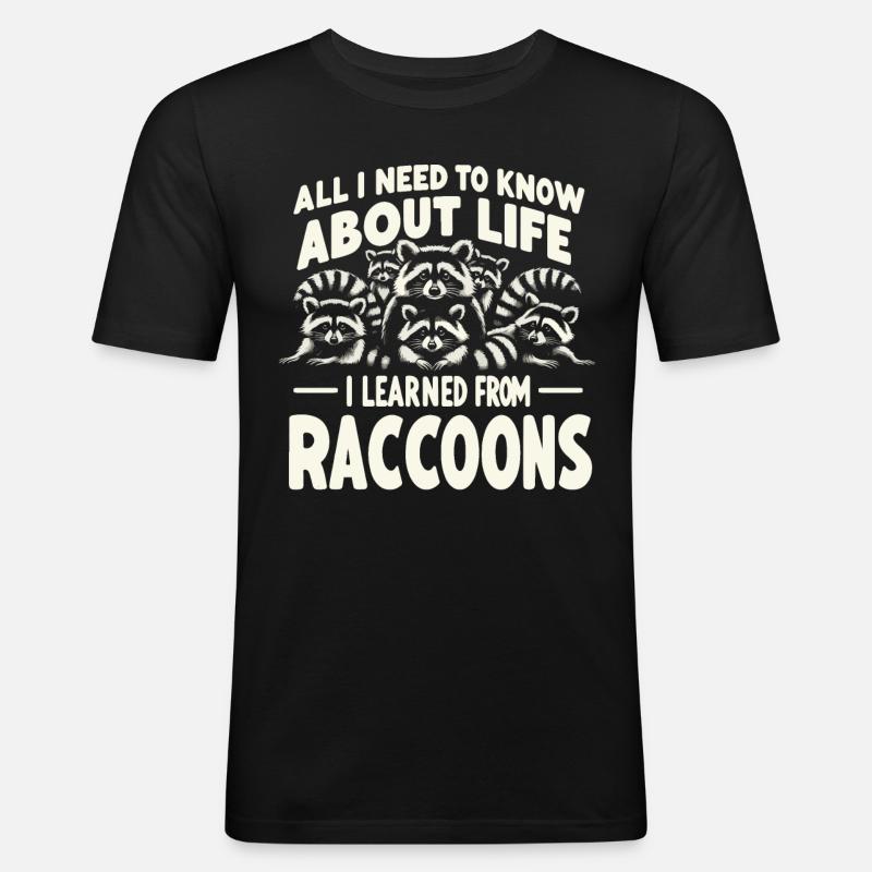 Waschbär - Männer Slim Fit T-Shirt - Schwarz