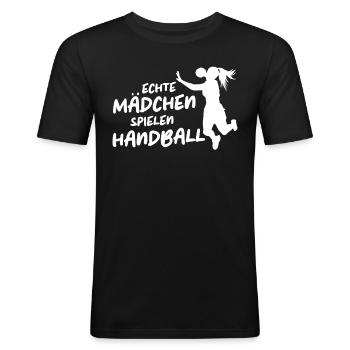 Handballer Handball Sport Handballspieler - Männer Slim Fit T-Shirt - Schwarz - Vorne - Nik (191cm)