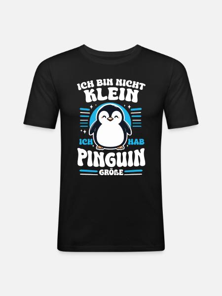 Pingouin, petits pingouins, manchot empereur - T-shirt près du corps Homme - noir