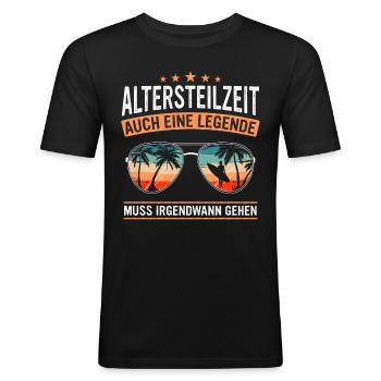 Altersteilzeit ATZ - Männer Slim Fit T-Shirt - Schwarz - Vorne - Nik (191cm)