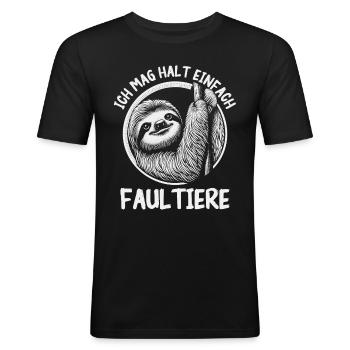 Faultier Faultiere Tier Schlafen Faul - Männer Slim Fit T-Shirt - Schwarz - Vorne - Nik (191cm)