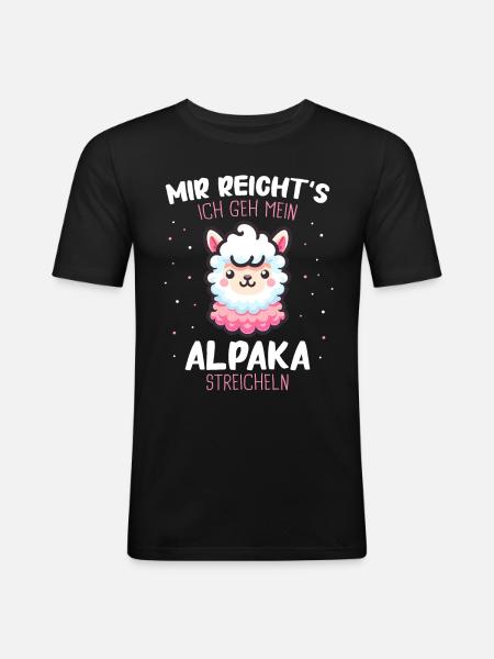 Alpaca Llama Alpacas Animal - Men's Slim Fit T-Shirt - black