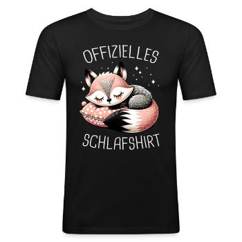 Fuchs Füchse Wildtier Waldtier Rotfuchs - Männer Slim Fit T-Shirt - Schwarz - Vorne - Nik (191cm)