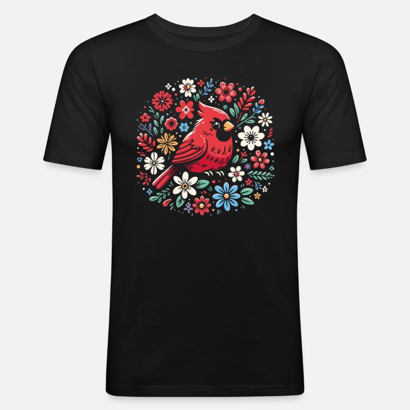 Kardinal Rotkardinal Vogel Roter Kardinal - Männer Slim Fit T-Shirt - Schwarz