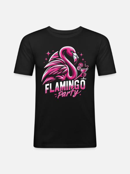 Flamingo Tier Rosa - Männer Slim Fit T-Shirt - Schwarz