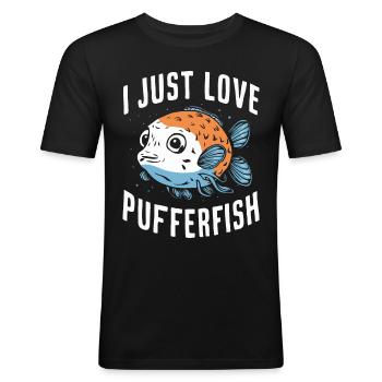 Pufferfish, Pufferfish, Fish, Ocean, Animal - Men's Slim Fit T-Shirt - black - Front - Nik (191cm)