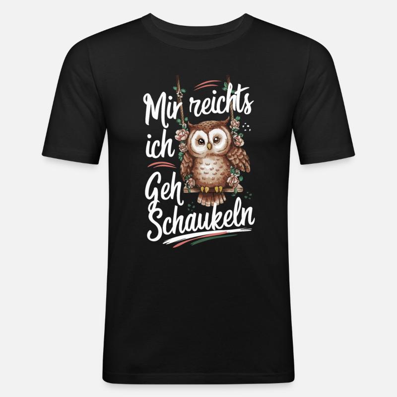 Nachteule Eule Eulen Vogel - Männer Slim Fit T-Shirt - Schwarz
