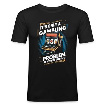 Casino Jeux de hasard Casino Las Vegas Joueurs - T-shirt près du corps Homme - noir - Devant - Nik (191cm)
