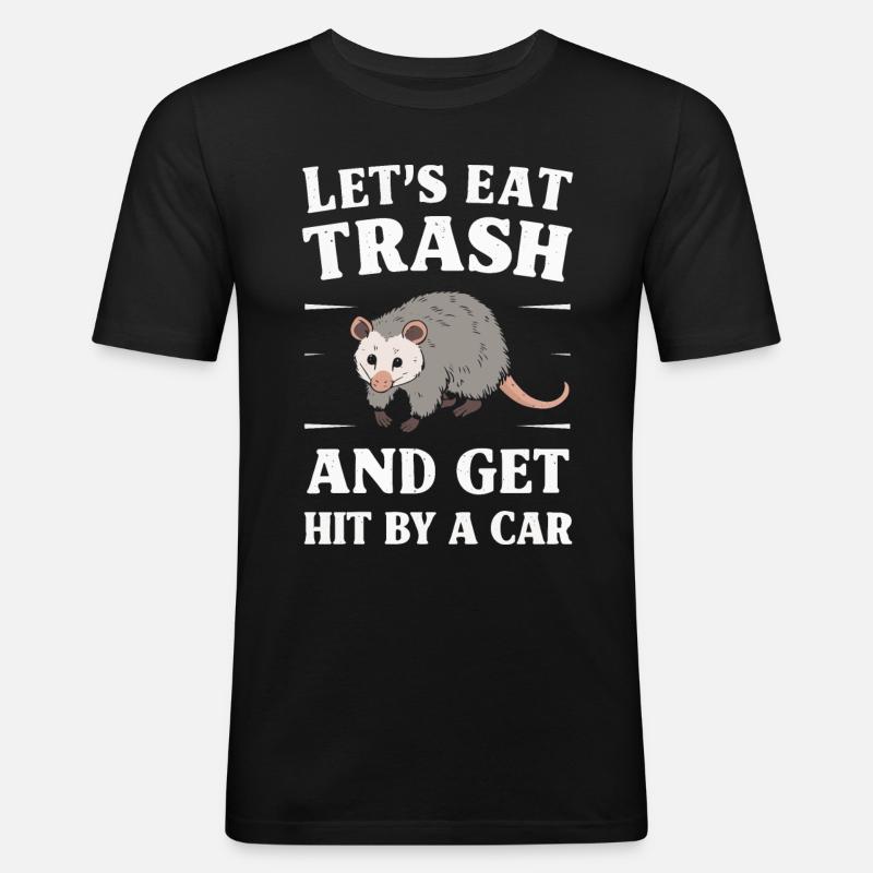 Opossum Possum Tier - Männer Slim Fit T-Shirt - Schwarz