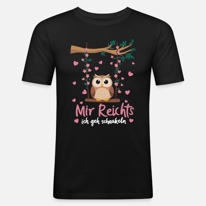Nachteule Eule Eulen Vogel - Männer Slim Fit T-Shirt - Schwarz