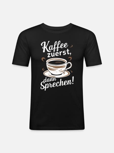 Kaffee Coffee Kaffeetrinker Kaffeeliebhaber - Männer Slim Fit T-Shirt - Schwarz