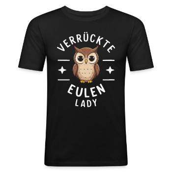 Nachteule Eule Eulen Vogel - Männer Slim Fit T-Shirt - Schwarz - Vorne - Nik (191cm)