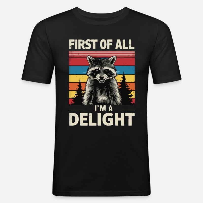 Waschbär - Männer Slim Fit T-Shirt - Schwarz