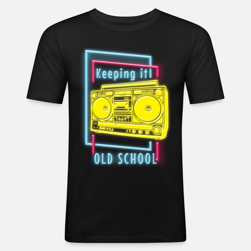Uv Techno House - Männer Slim Fit T-Shirt - Schwarz
