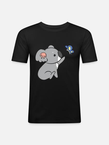 Koala - with butterfly - Men's Slim Fit T-Shirt - black