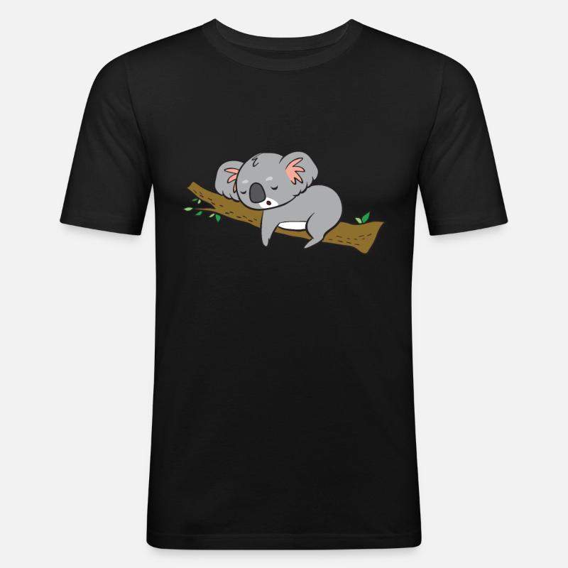 Koala - schläft auf Ast - Männer Slim Fit T-Shirt - Schwarz